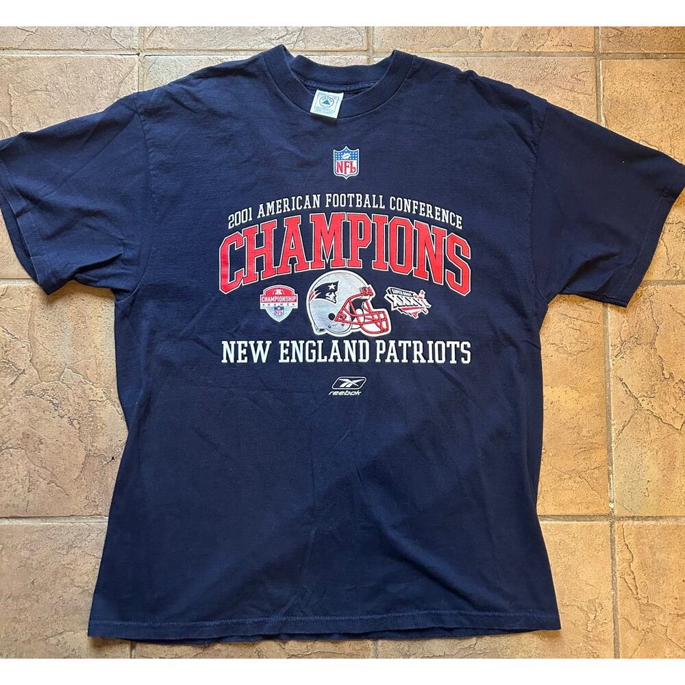 Vintage 2001 New England Patriots AFC Champions NFL Tee XL Reebok